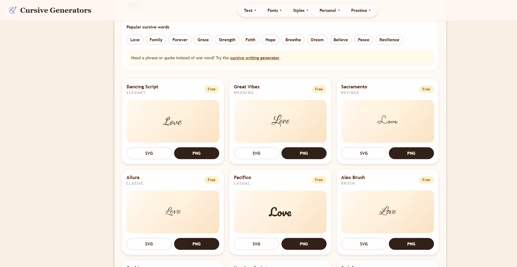 Cursive Generators